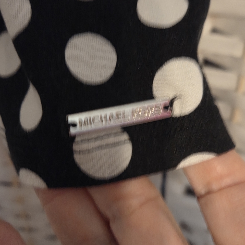 Michael Kors Black and White Polka Dot Blouse Tie Sleeves 1X - Picture 4 of 7